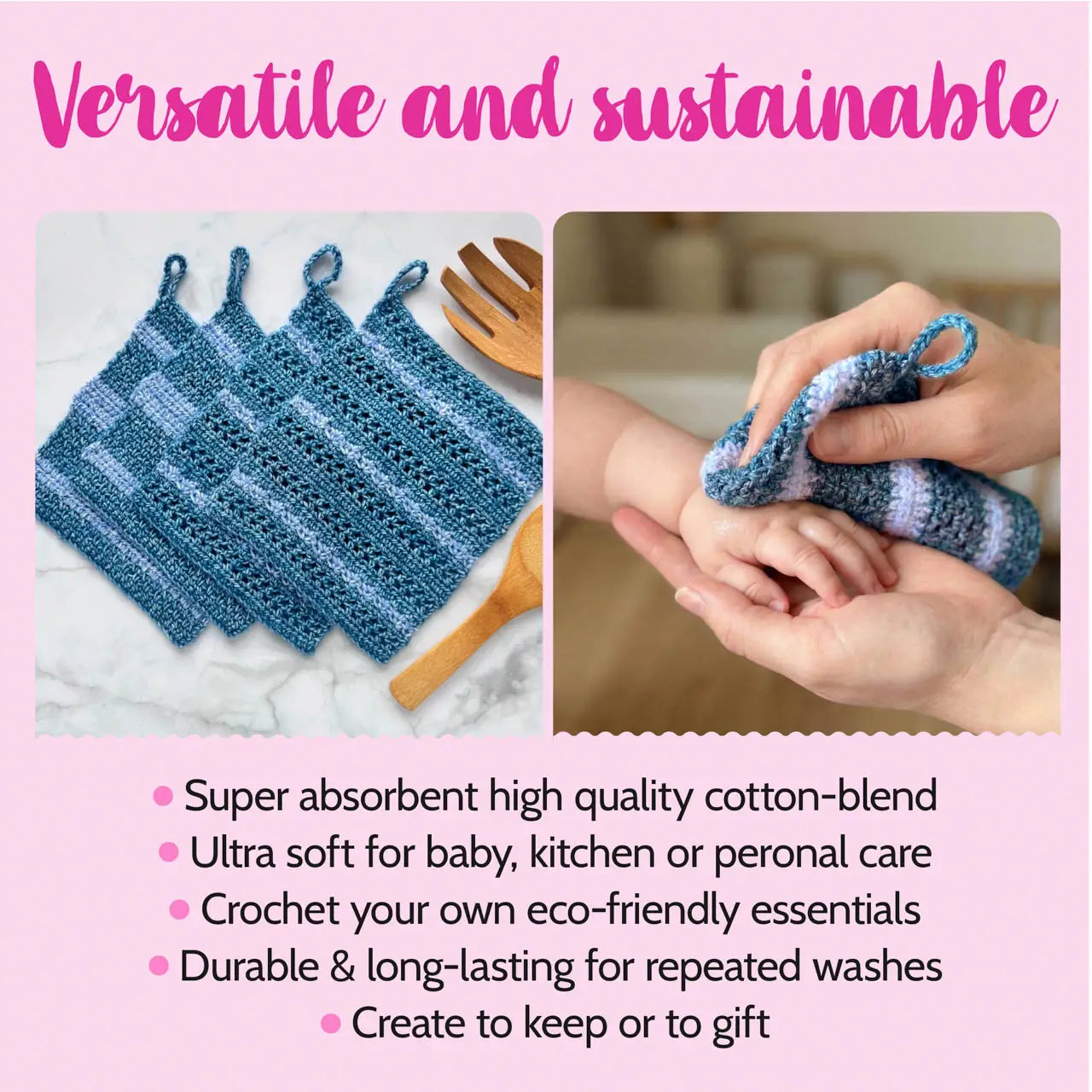 Everyday Joy Dishcloth - Crochet - Blue