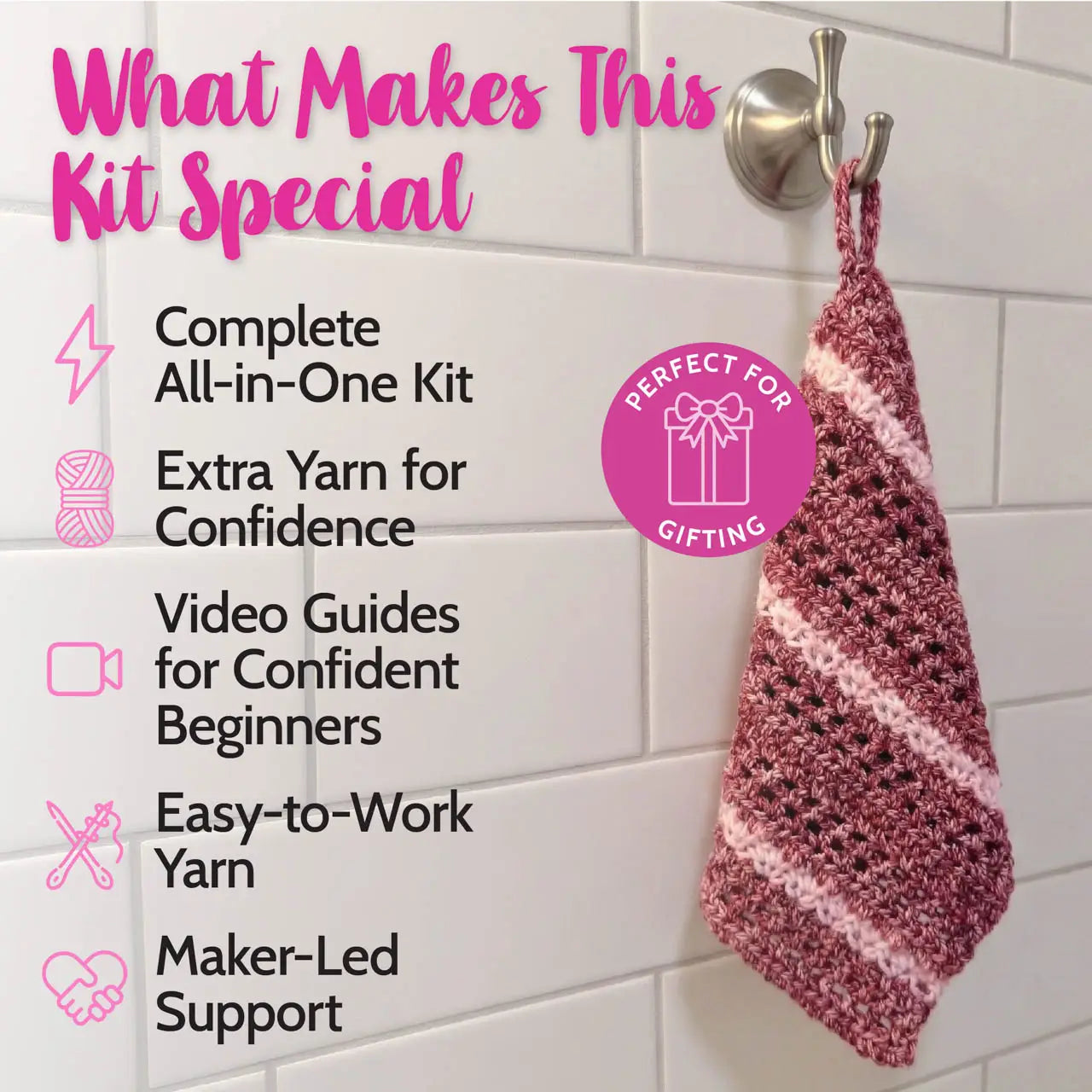 Everyday Joy Dishcloth - Crochet - Red