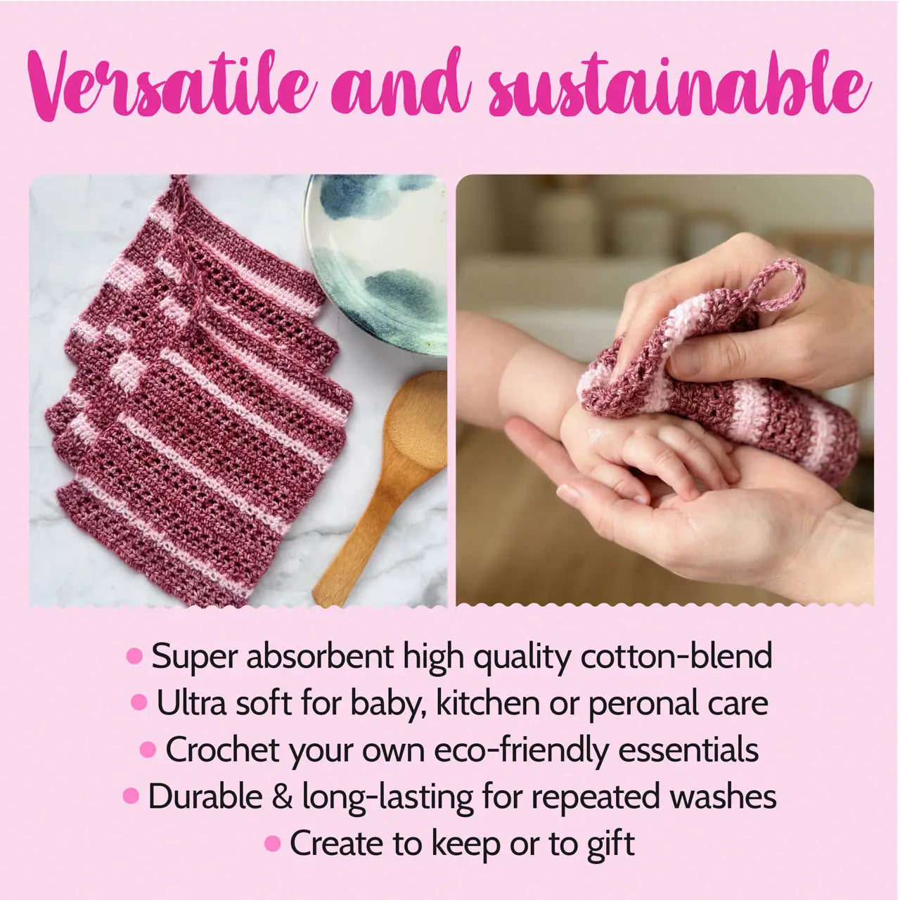 Everyday Joy Dishcloth - Crochet - Red