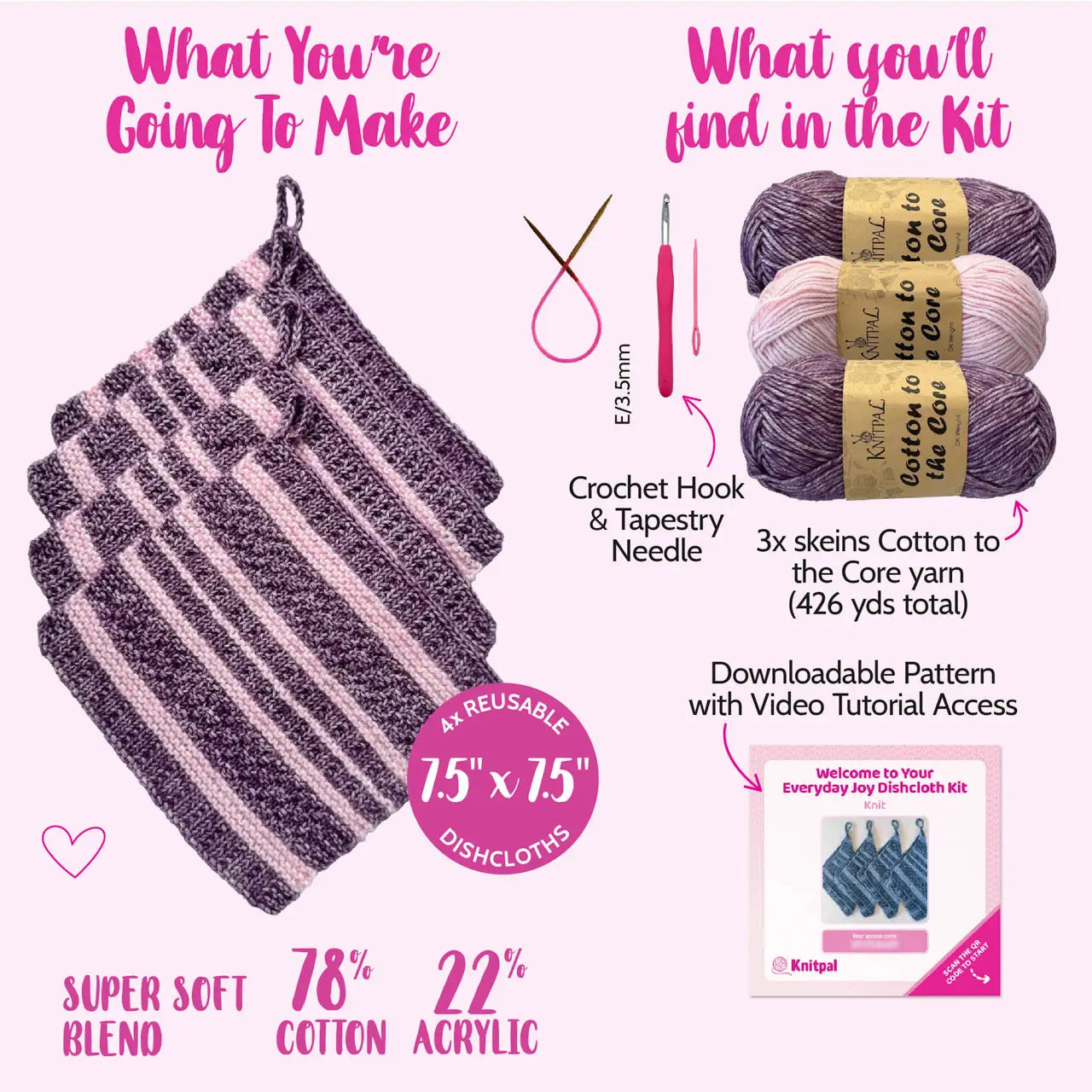 Everyday Joy Dishcloth - Crochet - Purple