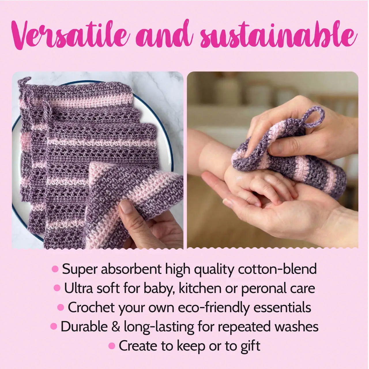 Everyday Joy Dishcloth - Crochet - Purple