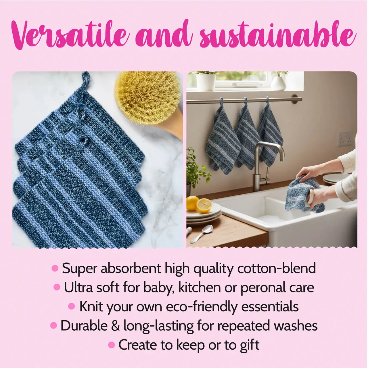 Everyday Joy Dishcloth - Knitting - Blue