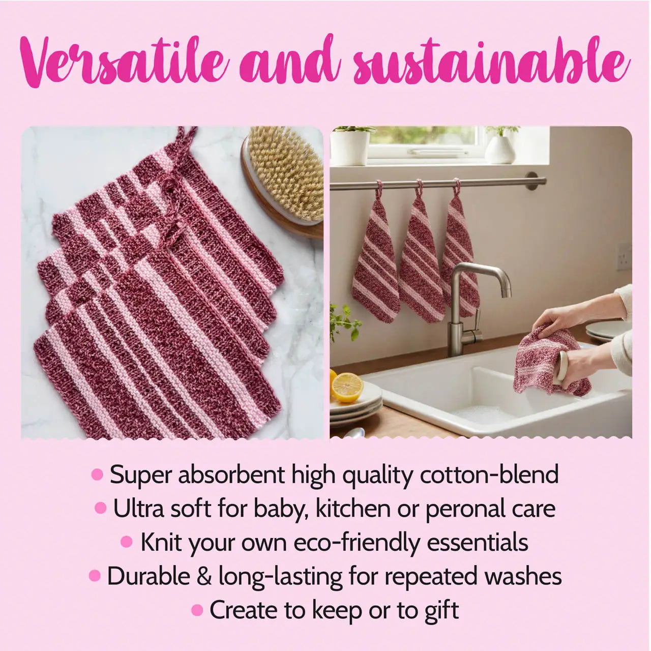 Everyday Joy Dishcloth - Knitting - Red