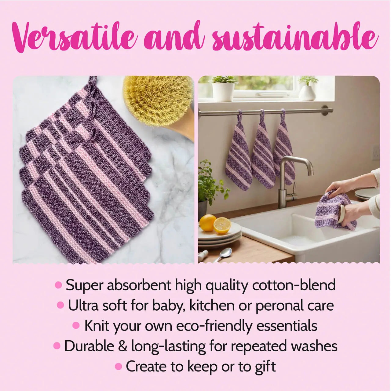 Everyday Joy Dishcloth - Knitting - Purple