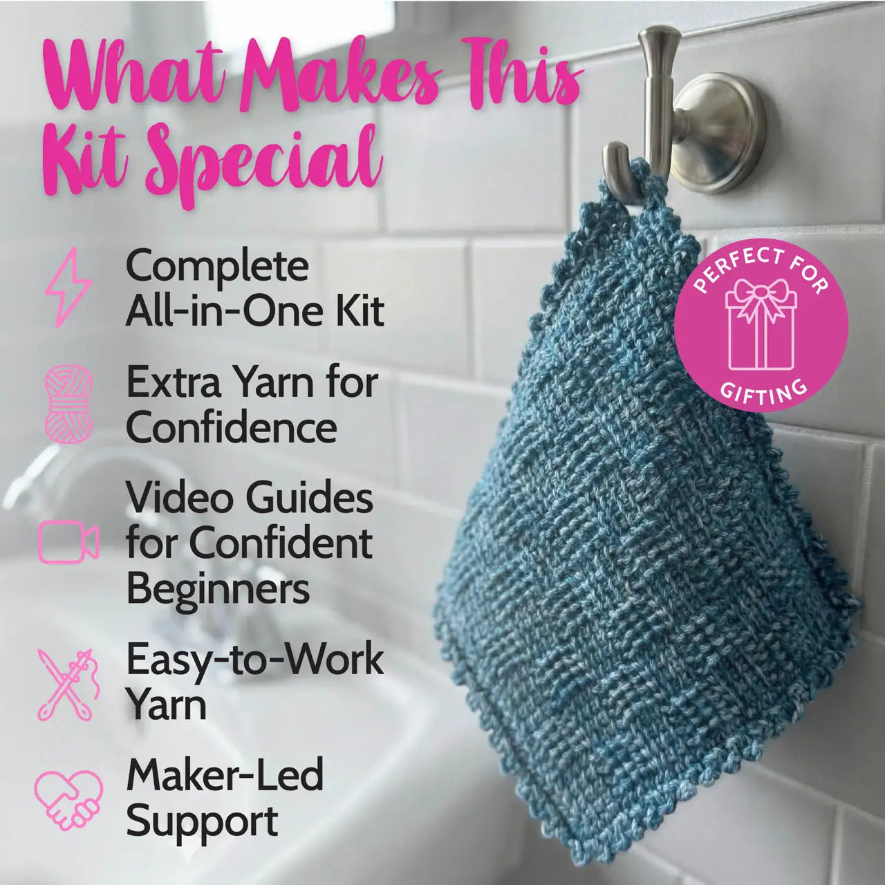 Everyday Joy Dishcloth - Tunisian Crochet - Blue