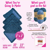 Everyday Joy Dishcloth - Tunisian Crochet - Blue