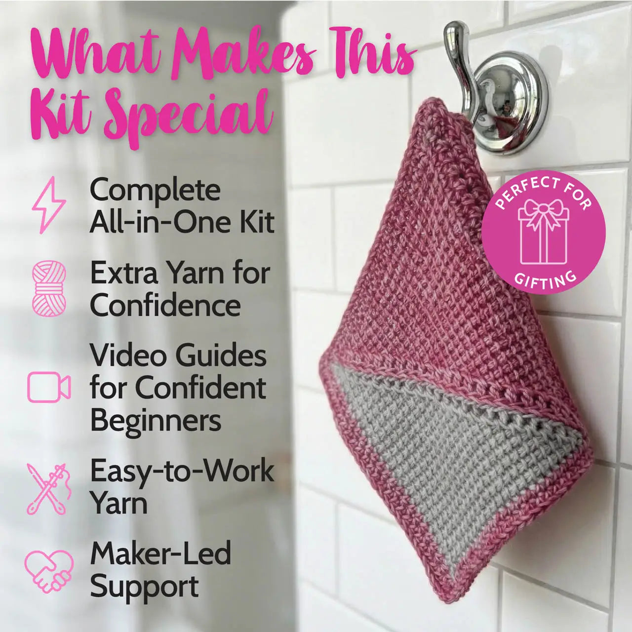 Everyday Joy Dishcloth - Tunisian Crochet - Red