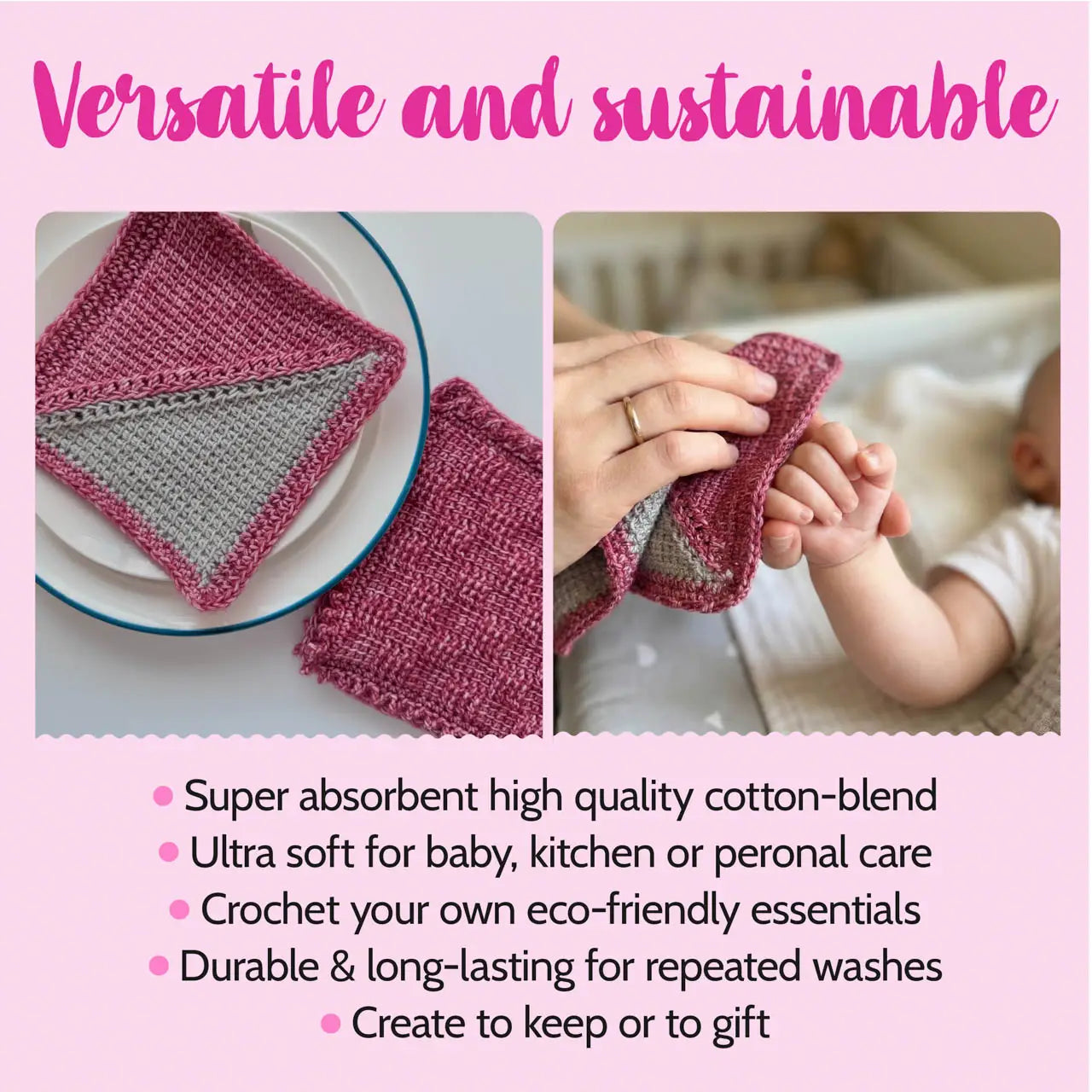 Everyday Joy Dishcloth - Tunisian Crochet - Red