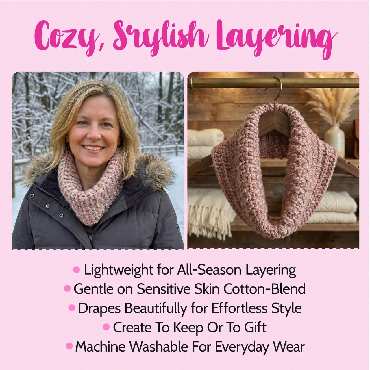 Weekend Wrap - Crochet - Pink