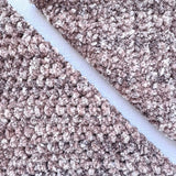 KnitPal Chenillique XL chenille yarn in Cocoa Dust, close-up swatch half knit half crochet showing plush speckled brown texture.
