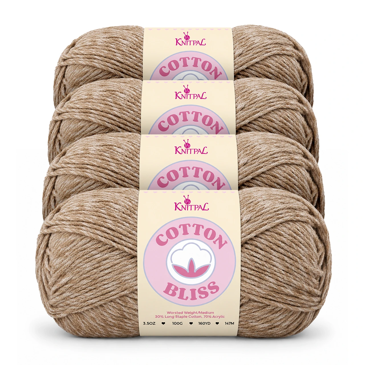 Cotton Bliss yarn, 4-skein pack in Burnt Sandalwood