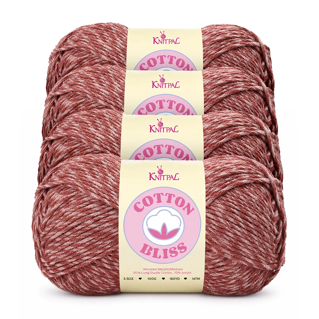 Cotton Bliss yarn, 4-skein pack in Cherry Velvet