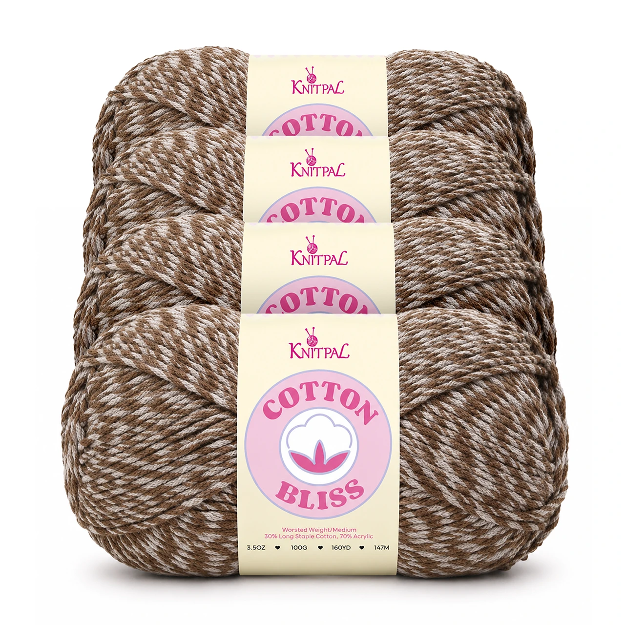 Cotton Bliss yarn, 4-skein pack in Dark Truffle