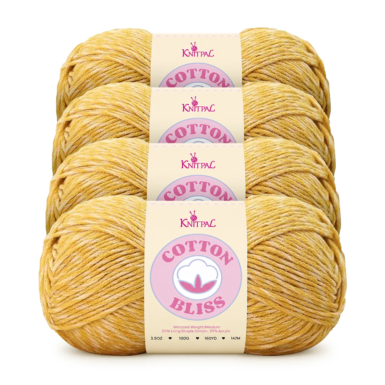 Cotton Bliss yarn, 4-skein pack in Golden Amber