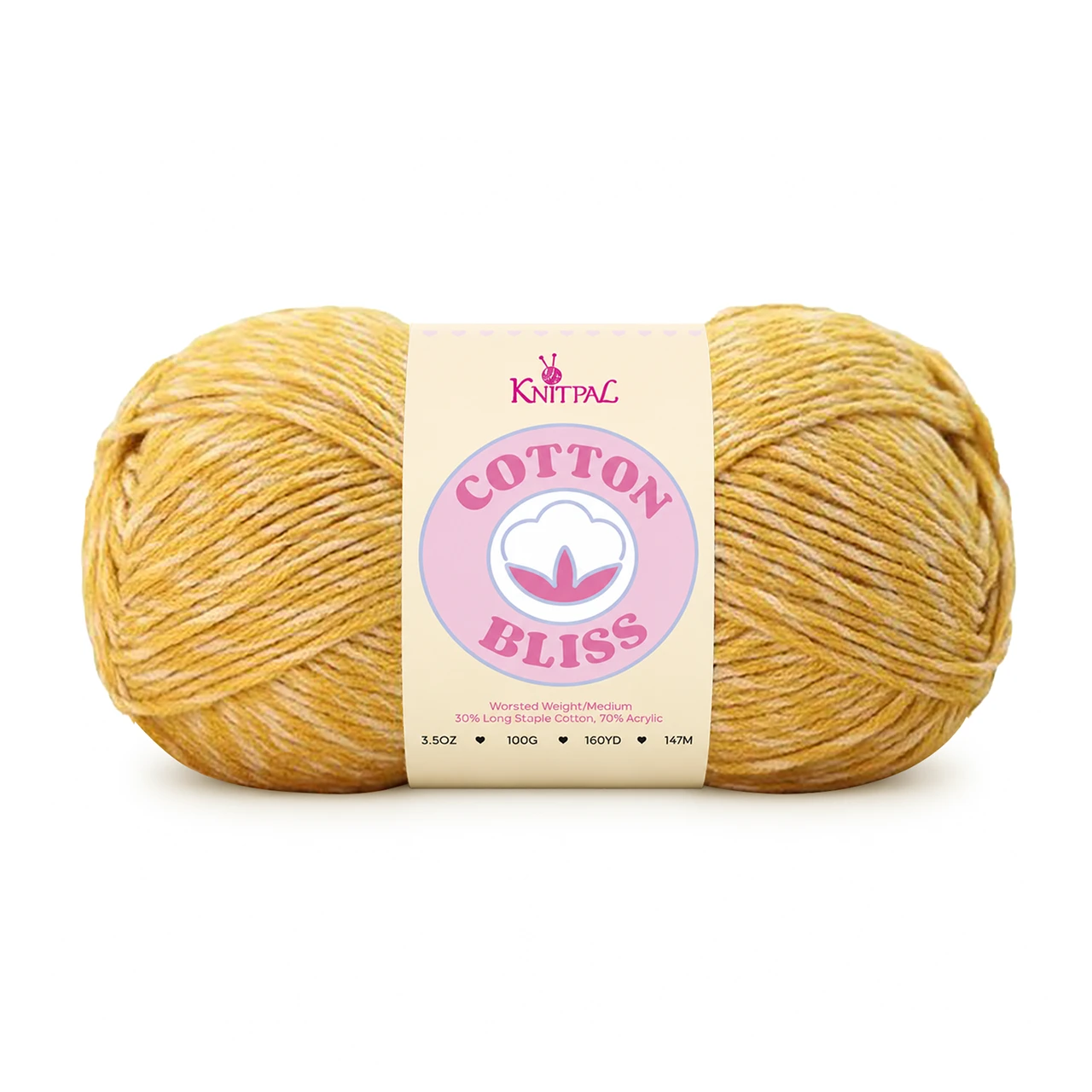 Single skein of Cotton Bliss Yarn in Golden Amber