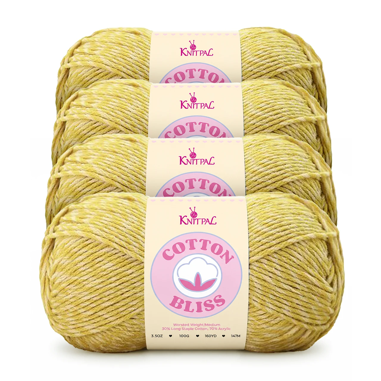 Cotton Bliss yarn, 4-skein pack in Golden Wheat