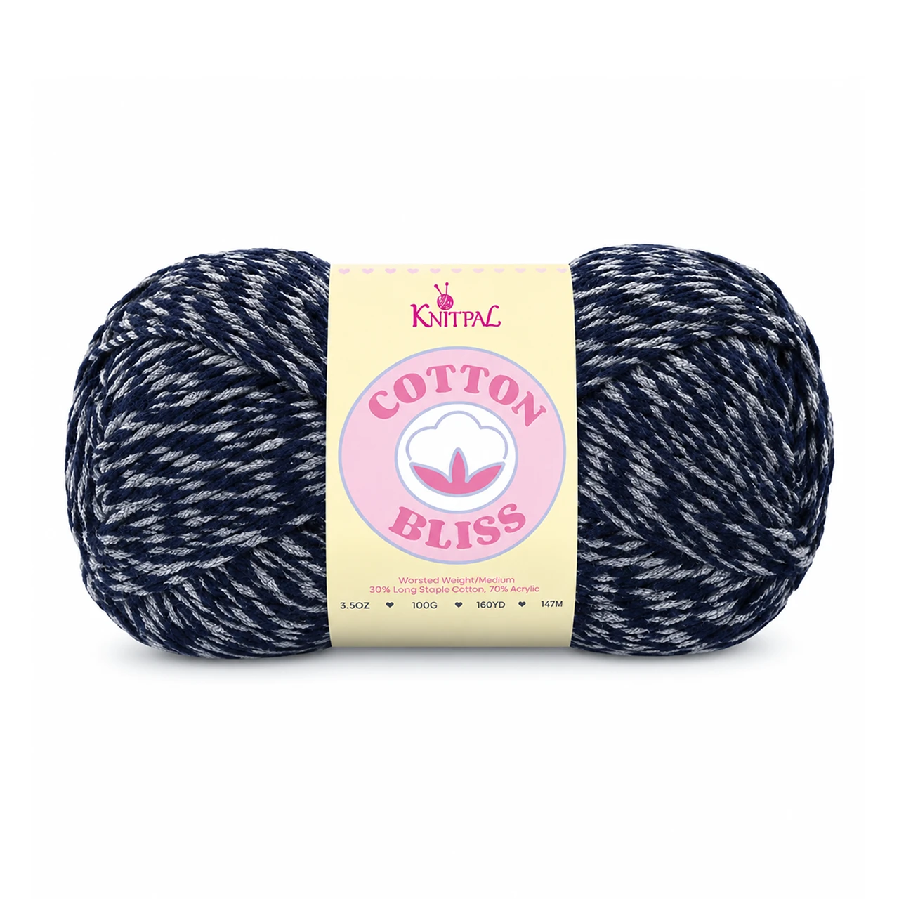Single skein of Cotton Bliss Yarn in Midnight Blue