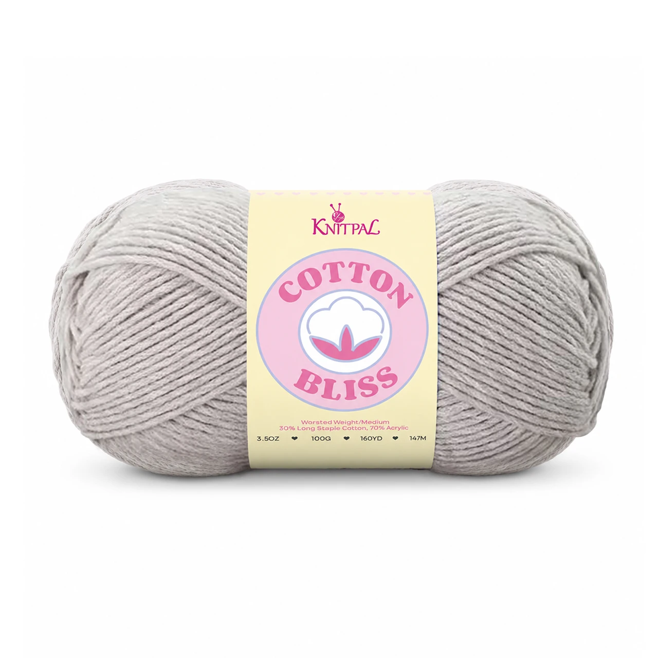 Single skein of Cotton Bliss Yarn in Misty Birch