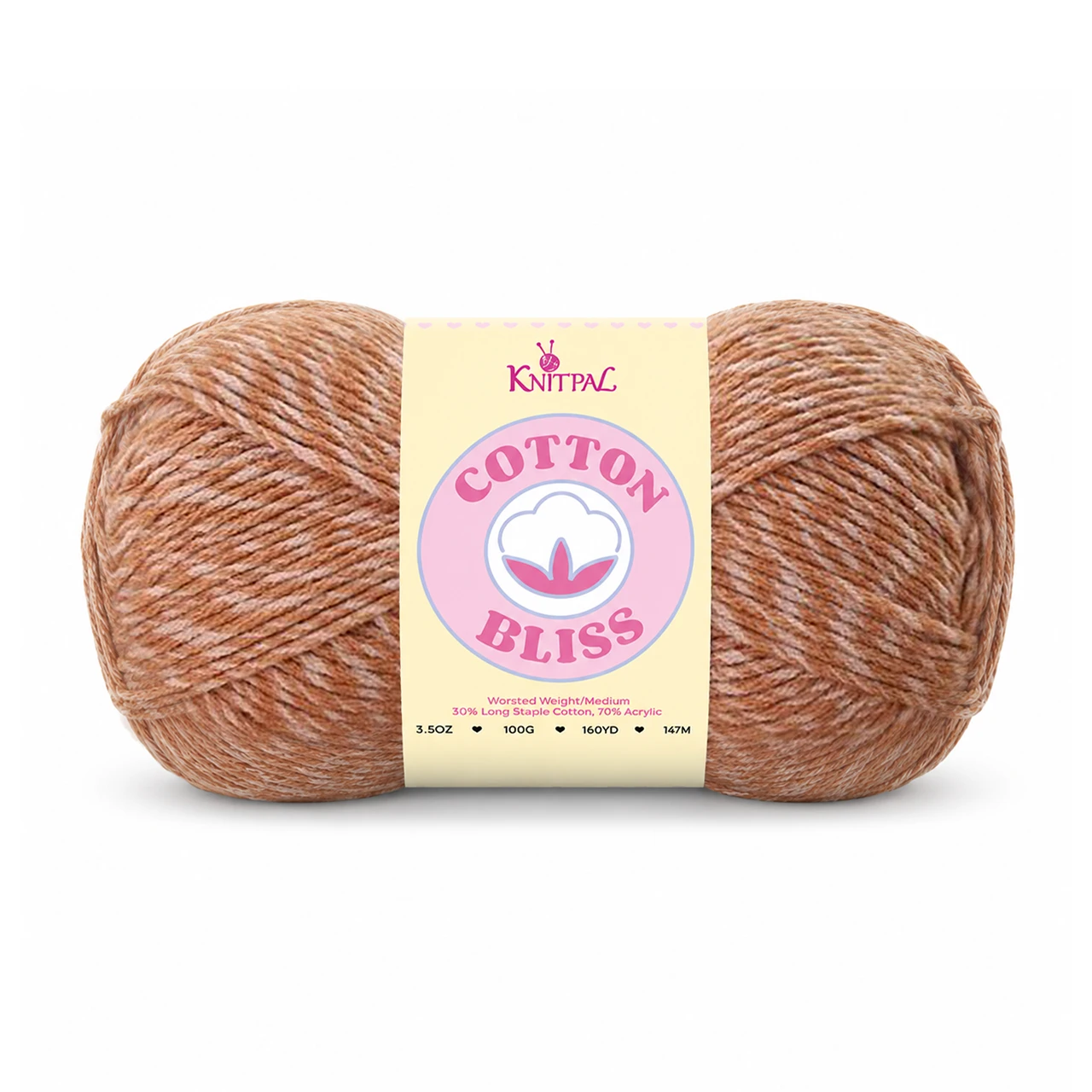 Single skein of Cotton Bliss Yarn in Rusty Oak