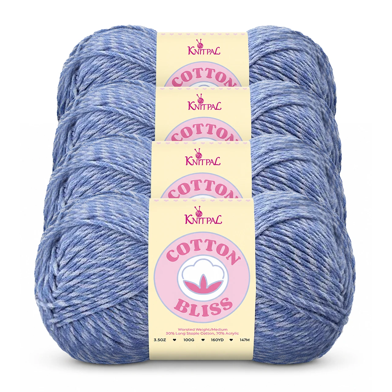 Cotton Bliss yarn, 4-skein pack in Sapphire Tides