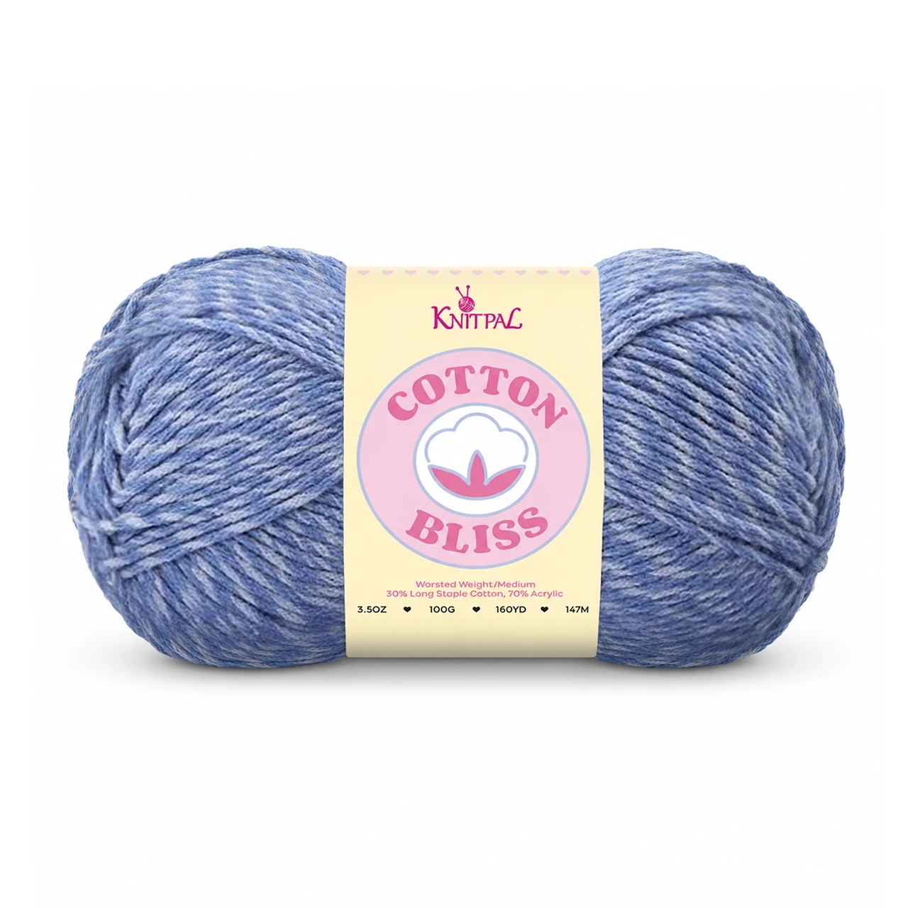 Single skein of Cotton Bliss Yarn in Sapphire Tides