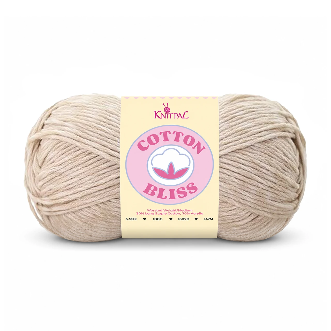 Single skein of Cotton Bliss Yarn in Silver Teak
