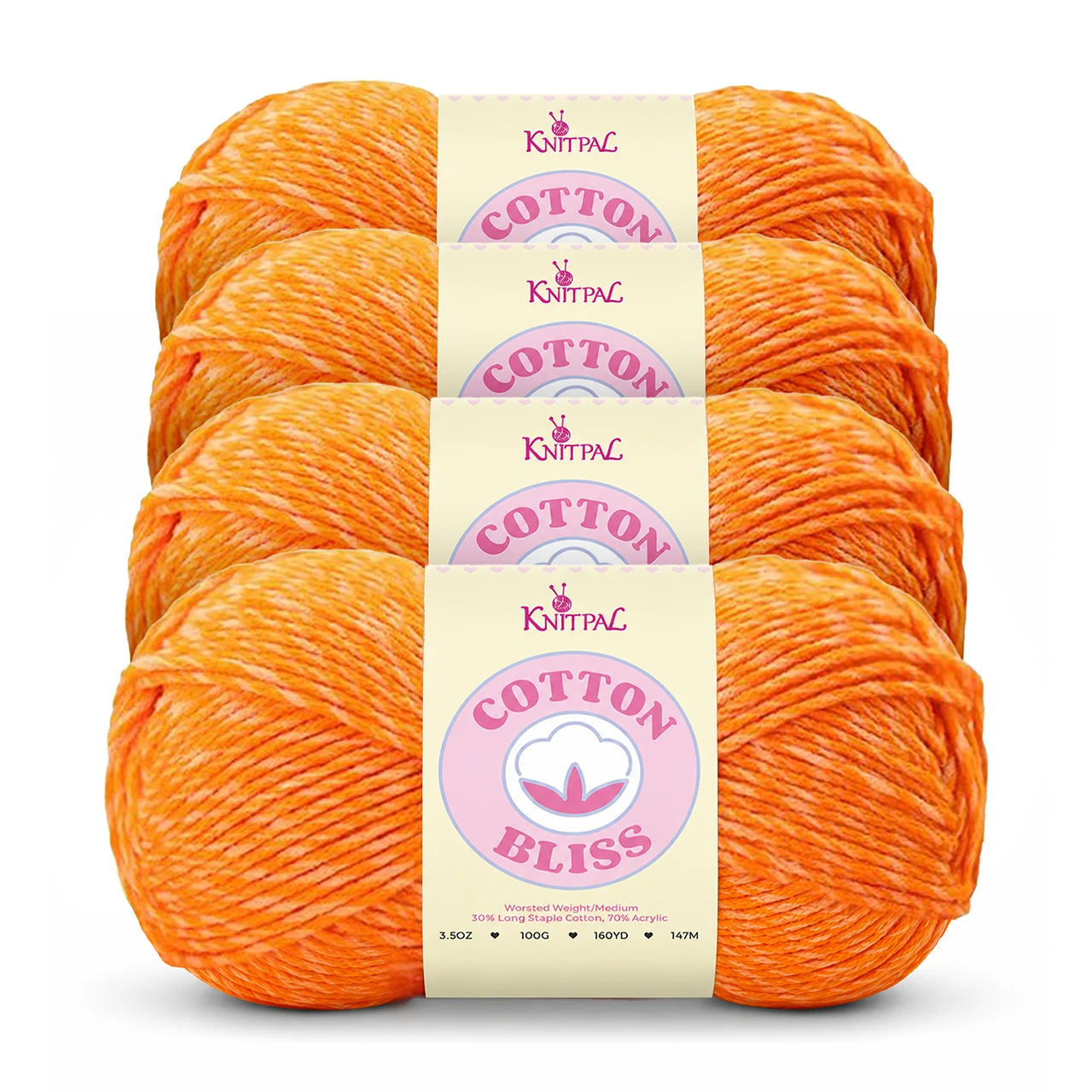 Cotton Bliss yarn, 4-skein pack in Speckled Pumpkin