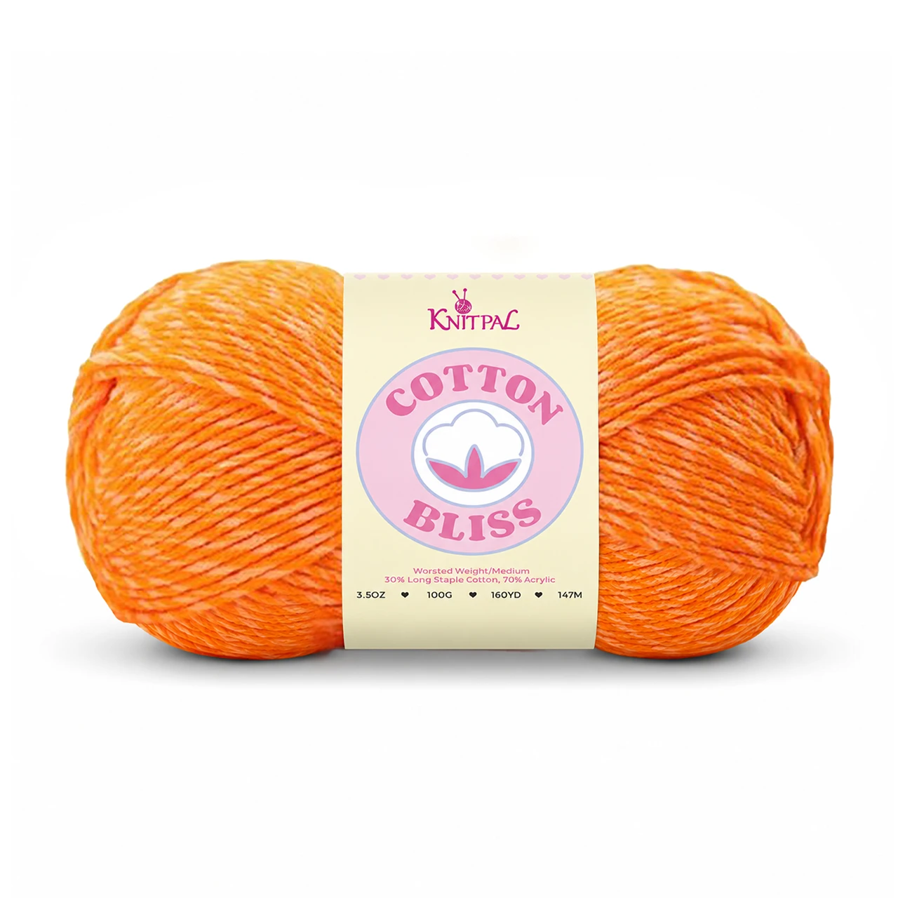 Single skein of Cotton Bliss Yarn in Speckled Pumpkin