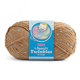 Single skein of KnitPal Tweed Twinkles Yarn in Golden Brown. Buttery soft tweed acrylic and polyester yarn blend.